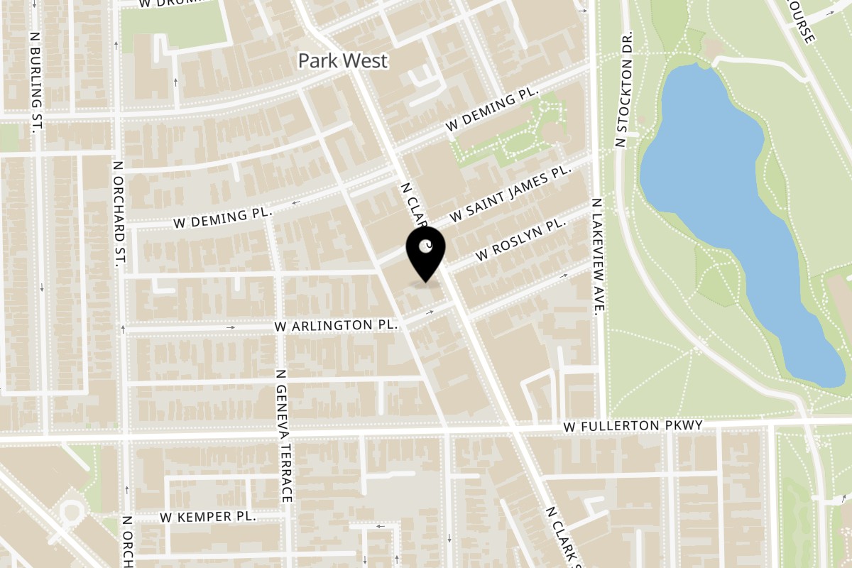 Map showing the location of PastaFi Lincoln Park on 2468 N Clark St in Chicago